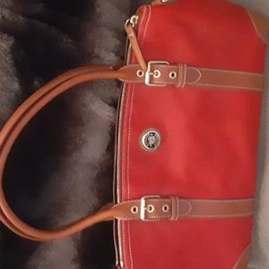 Dooney & Bourke beautiful red leather satchel. Gold tone hardware